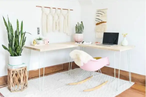 Transformable Hairpin Legs L-shaped Desk DIY Ideas