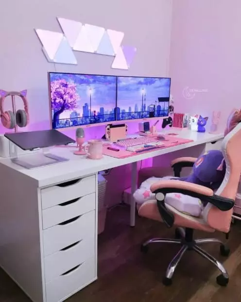 Cute Pink Gaming Setup