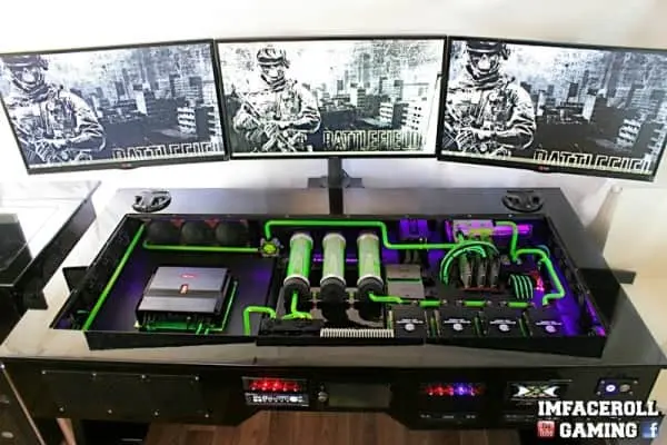 Custom Water Cooled Gaming Desk PC