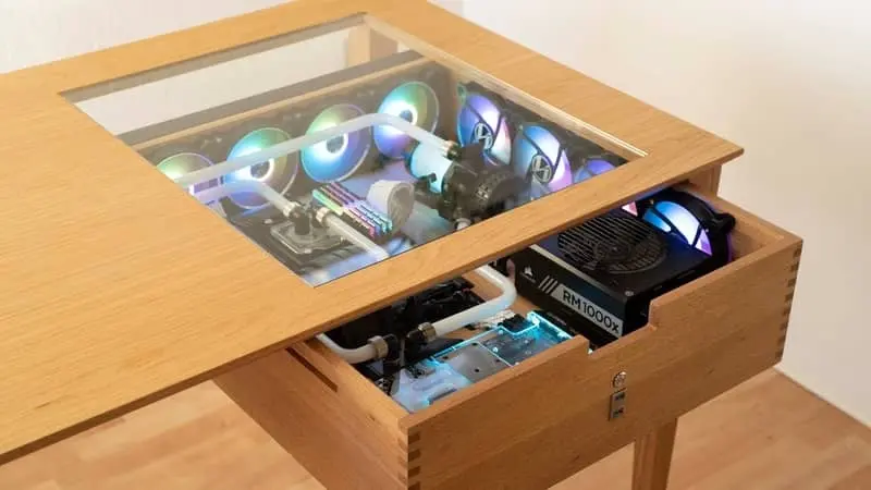 DIY PC Built into Wooden Desk Drawer