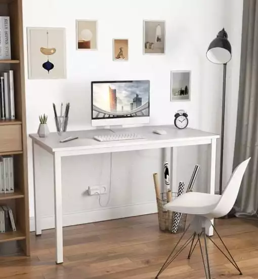 All White Work From Home Desk Setup