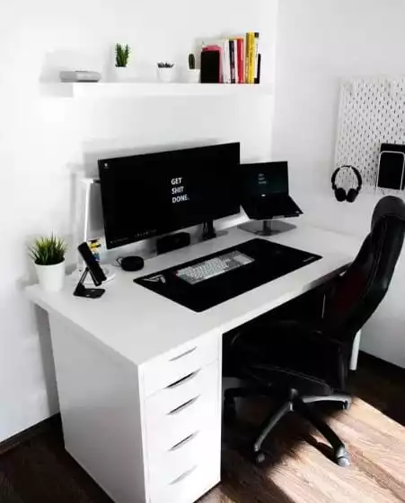 Clean Black & White Desk Setup