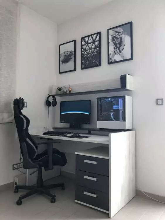 Clean Grey & White Desk Setup