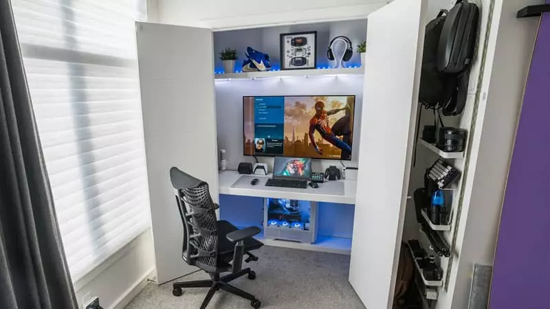 Closet Gaming Desk Setup Idea