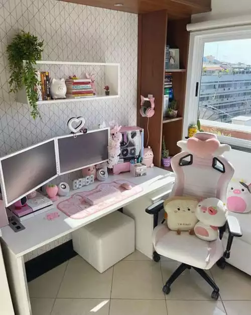 Cute Aesthetics Gaming Desk Setup