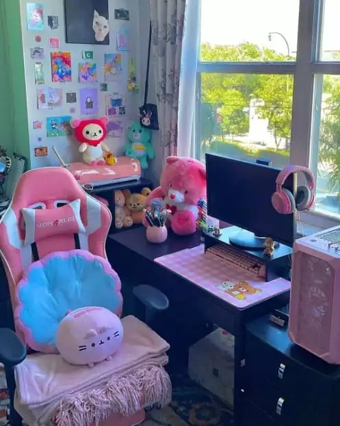 Cute Setup with Pink Gaming Chair