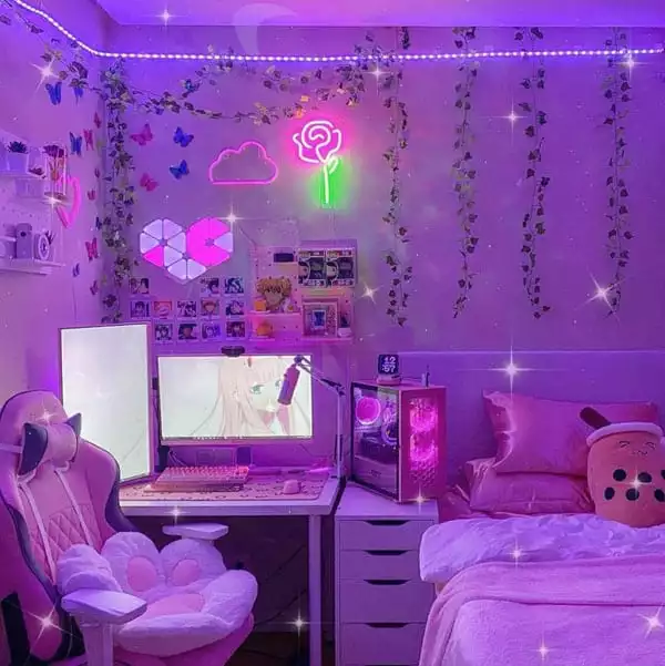 Cute Small Bedroom Gaming Room Idea