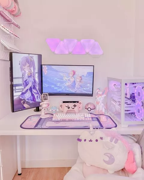 Cute White Girl Gamer Desk Setup