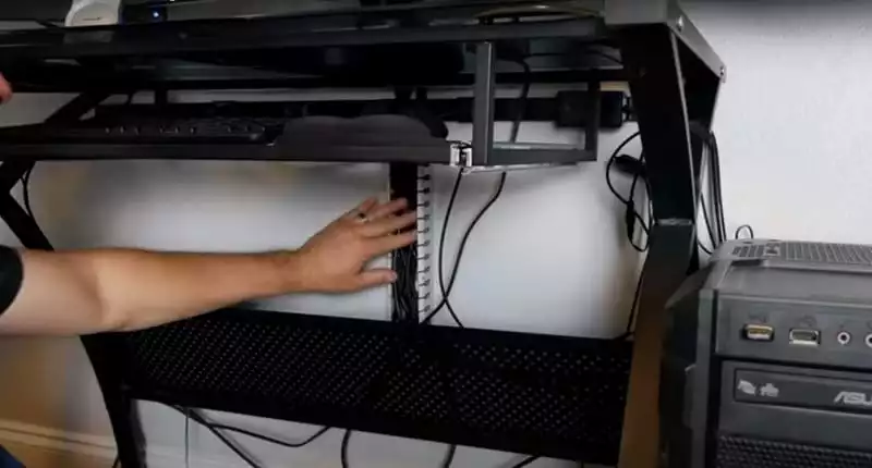 How to hide computer wires on glass desk on the wall