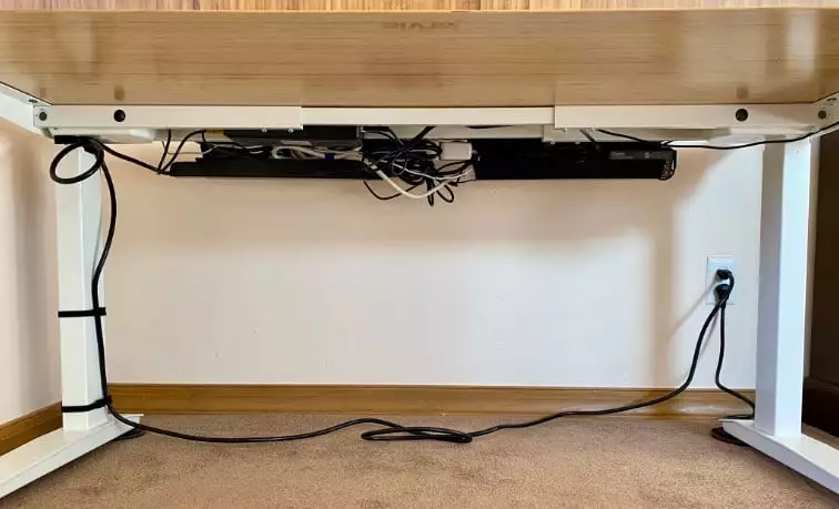 How to hide wires on glass desk using under desk cable tray