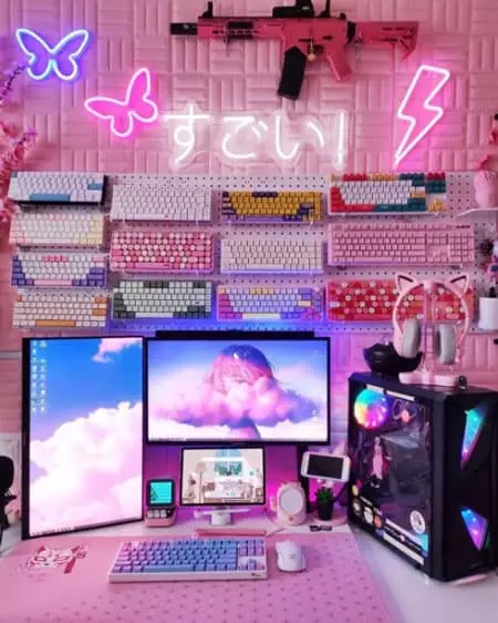 Keyboard Wall Cute Gaming Setup
