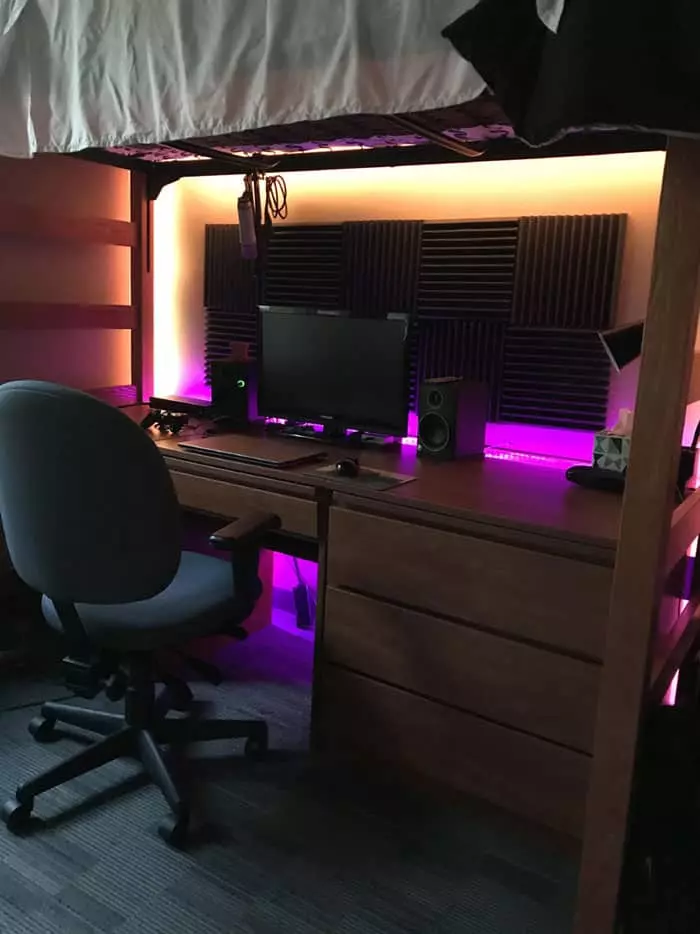 Loft Bed Gaming Room with Acoustic Panels