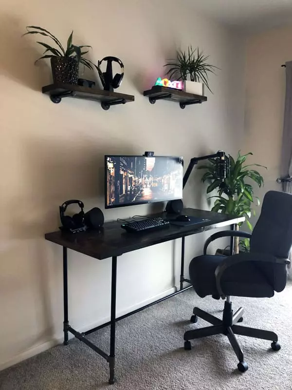 Minimal Streaming Desk with Wall Storage