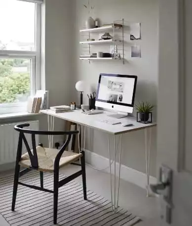WFH Desk Setup with Hairpin Legs